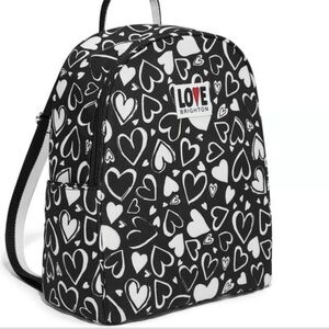 Brighton Love Heart Backpack PURSE- Black and White